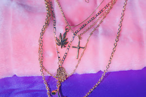 PEACE, LOVE AND PLANT$ - 5 Chain Layered Necklace
